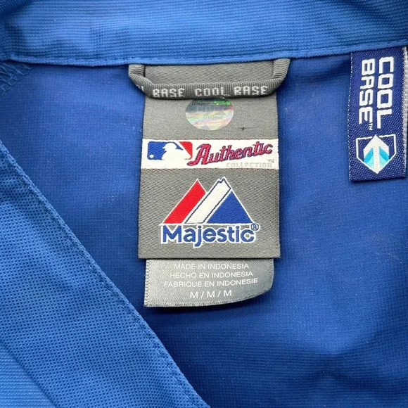 AUTHENTIC MAJESTIC Cool Base Chicago Cubs Windbreaker Size M 1/4 Zip  Blue - Picture 14 of 14